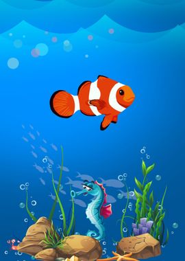 Seahorse and Clownfish 