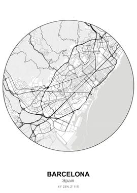 barcelona circle map white