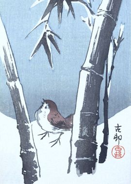 Sparrow and Bamboo Tree