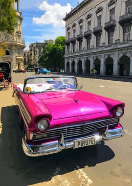 Pink cuban car