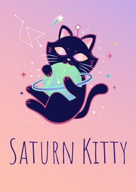 Planet Saturn Kitty Space