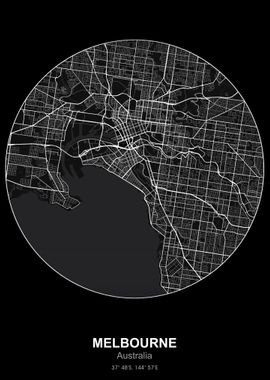 melbourne circle map black