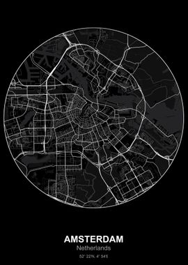 amsterdam circle map black