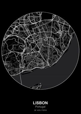 lisbon circle map black