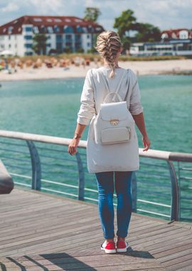 Woomen On Pier Near Beach