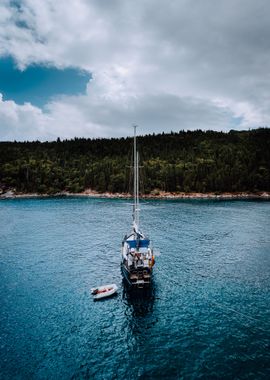 White Yacht Sailing In Cal