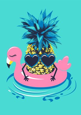 Cute pineapple in sunglass