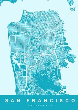 San Francisco Map Blue