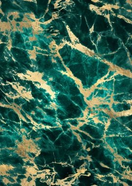 Teal Gold Marble 09