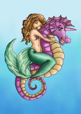 Mermaid and seahorse