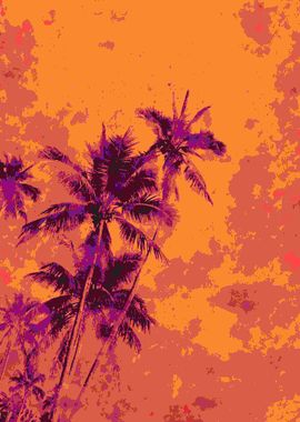 Tropical Palms red 