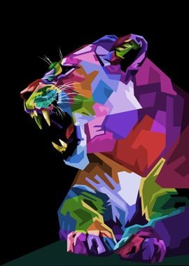 lioness on pop art style