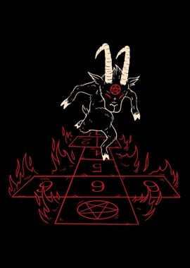 Baphomet plays hopscotch