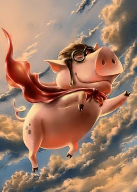 Super Hero Pig Flying