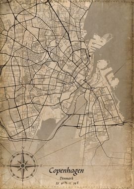 copenhagen vintage map