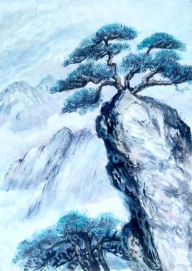 Trees on Mountains painted