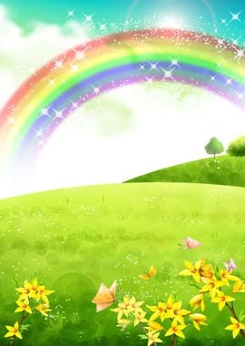 Rainbow on Meadow Nature