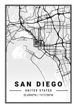 San Diego Light City Map