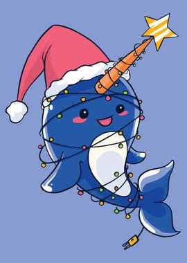 Narwhal with Santa hat