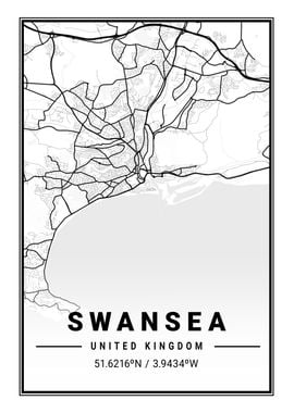 Swansea Light City Map