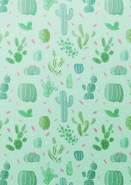 Cactus Watercolor Pattern