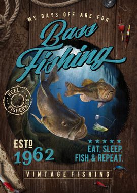 Bass Fishing, Retro Largemouth Bass Fishing, Vintage Bass Fishing