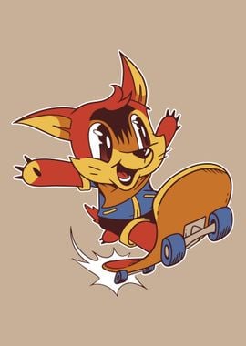 Skater fox in comic style