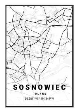 Sosnowiec Light City Map