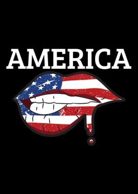 America USA Flag Lip 4th o