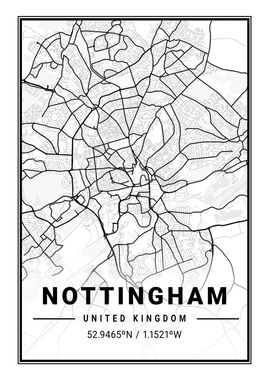 Nottingham Light City Map