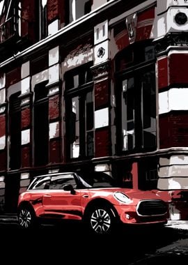 Red Mini Cooper in London 