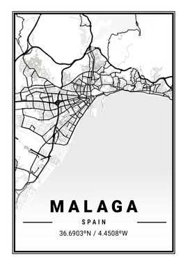 Malaga Light City Map