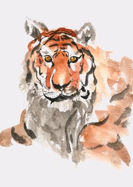 Tiger Animal ink painted