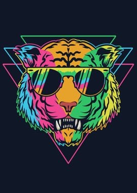 Colorful Tiger in sunglass