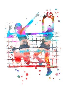 Volleyball girl ' Poster, picture, metal print, paint by RosaliasArt