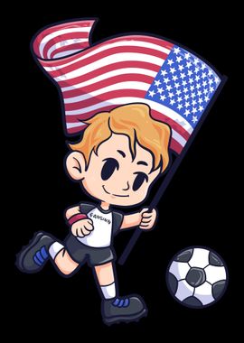 Soccer USA flag Young Chil