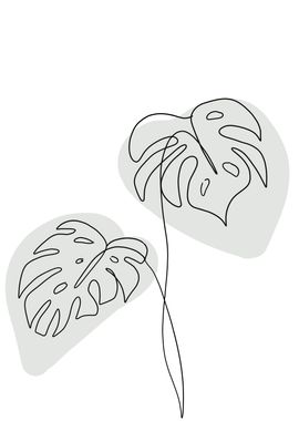 Monstera Leaf Line Art