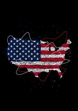 United States Map Flag USA