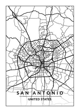 'Map of San Antonio USA' Poster, picture, metal print, paint by Zero ...