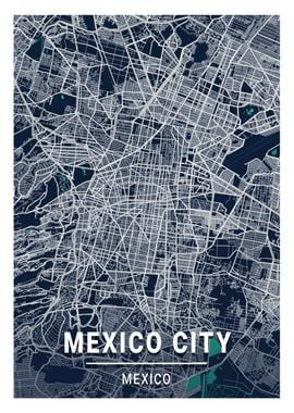 Mexico City Blue Dark Map