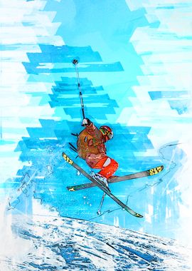 Cross Skier Jump Abstract