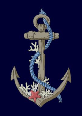 Anchor With Rope Sea