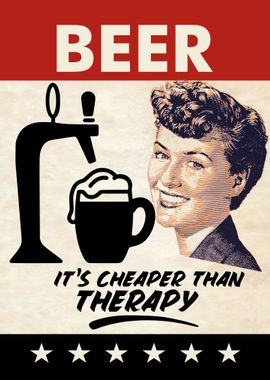 BEER THERAPY WOMAN RETRO