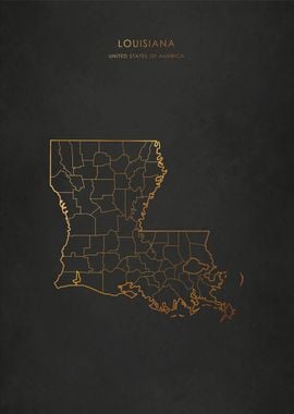 Gold Louisiana Map