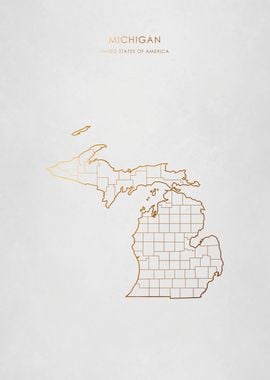 Gold Michigan State Map