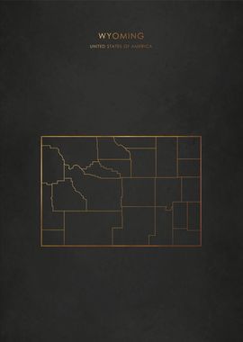 Gold Wyoming State Map