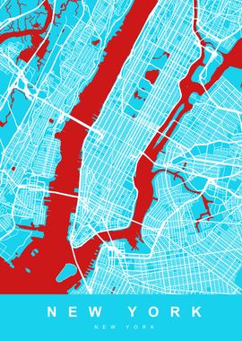 New York City Map Red