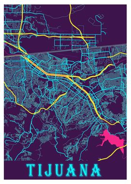  Tijuana Neon City Map