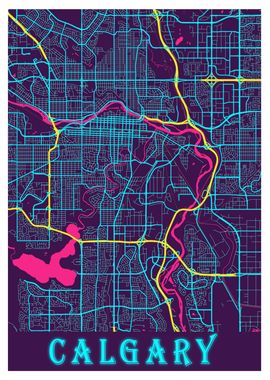  Chicago Neon City Map