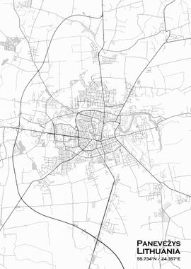 Panevezys White Map